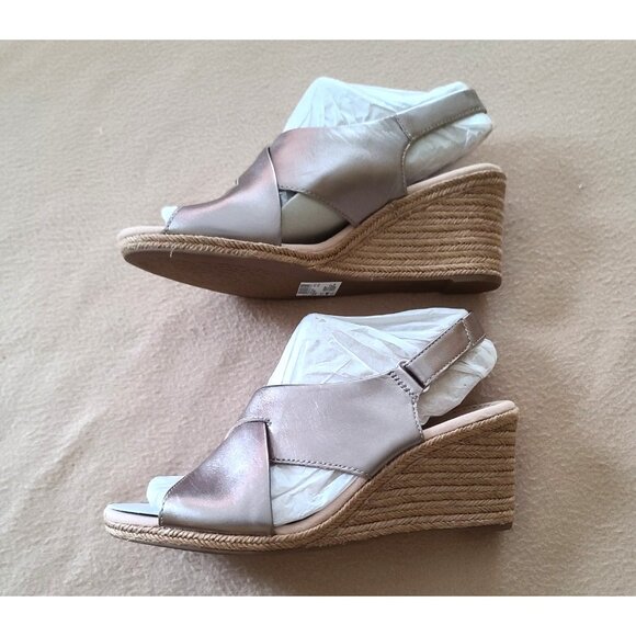 Clarks Women Lafley Alaine Leather Wedge Slingback Sandals Sz 10 M Pewter NIB - Picture 5 of 10